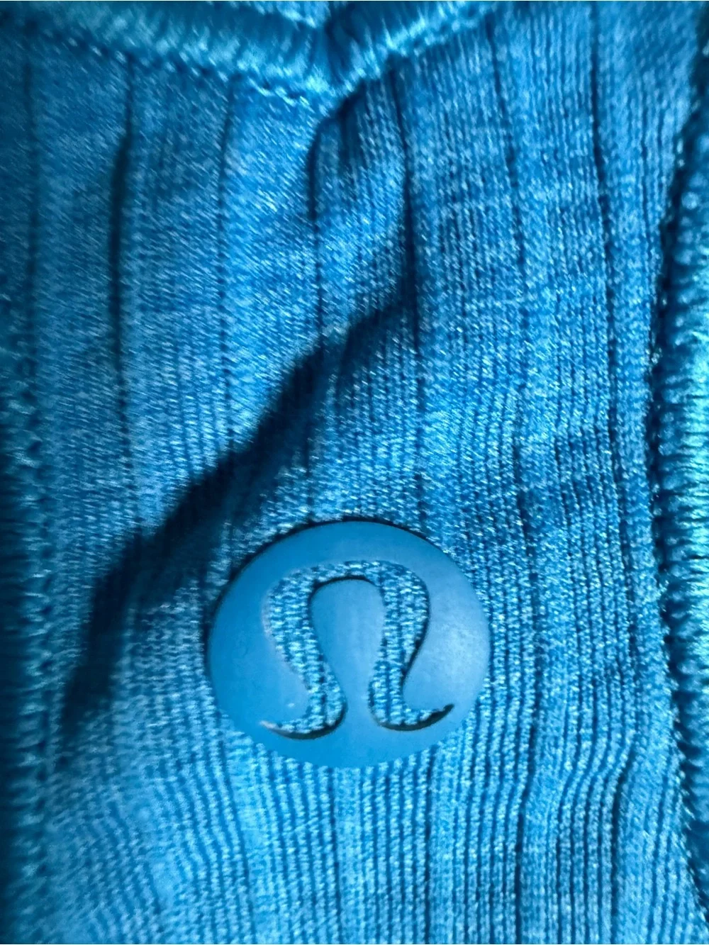 Lululemon Blue Ribbed Racerback Tank Top Size 6 Built-In Bra Athletic Yoga